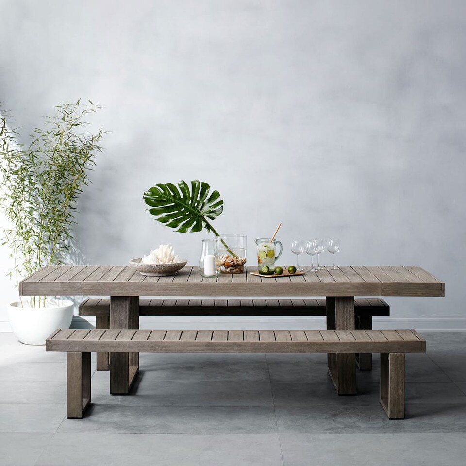 Portside Garden Expandable Dining Table Set - Weathered Grey