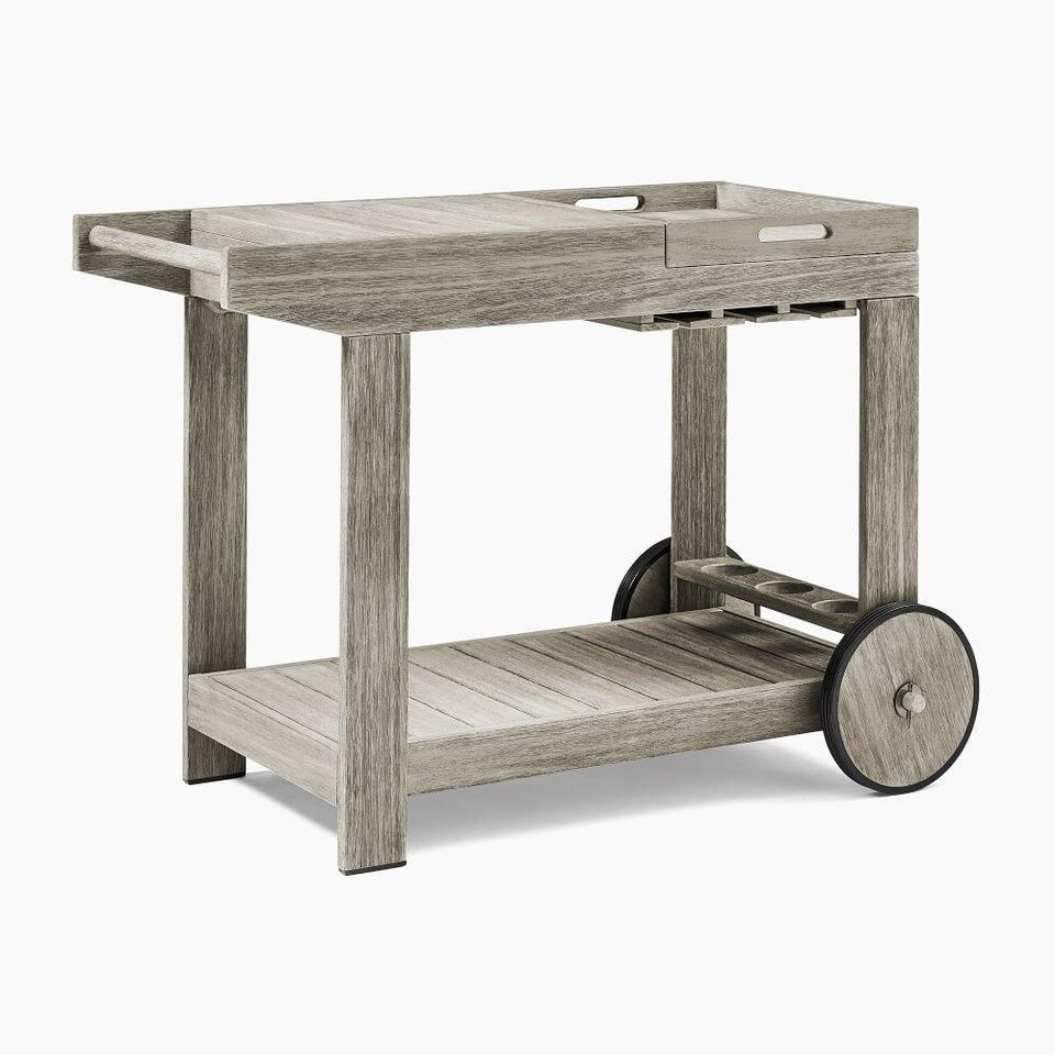 Portside Garden Bar Cart - Weathered Grey