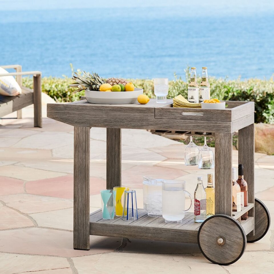 Portside Garden Bar Cart - Weathered Grey