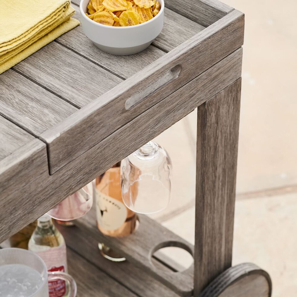Portside Garden Bar Cart - Weathered Grey