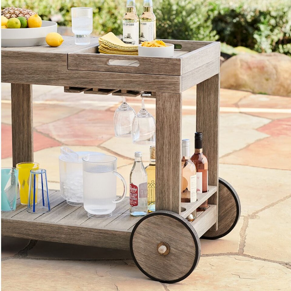 Portside Garden Bar Cart - Weathered Grey