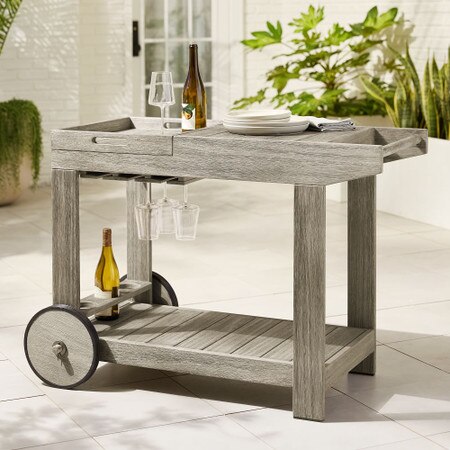 Portside Garden Bar Cart Weathered Grey West Elm United Kingdom