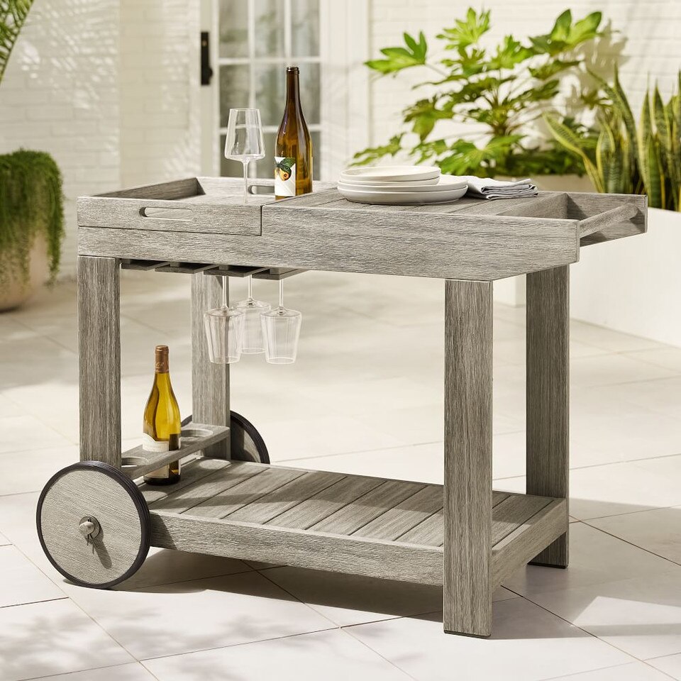 Portside Garden Bar Cart - Weathered Grey