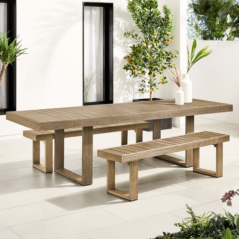 Portside Garden Expandable Dining Table & Benches Set