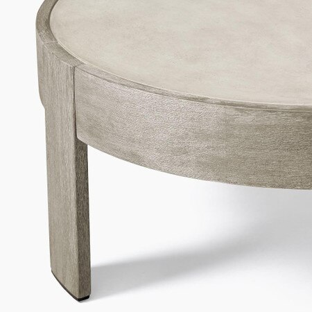 Portside Outdoor Round Concrete Coffee Table Weathered Grey West Elm United Kingdom Portside Outdoor Round Concrete Coffee, Distressed Grey Coffee Table Set