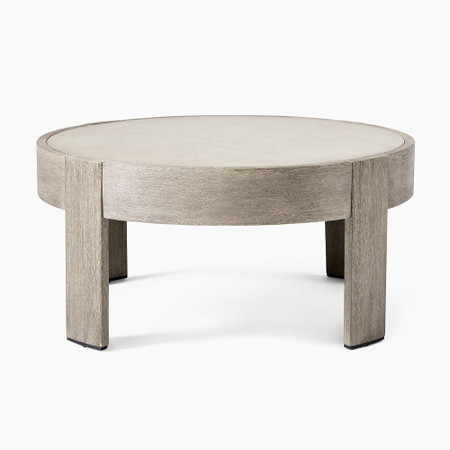 Portside Outdoor Round Concrete Coffee, Weathered Grey Round Coffee Table