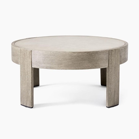 Portside Outdoor Round Concrete Coffee Table Weathered Grey West Elm United Kingdom Portside Outdoor Round Concrete Coffee, Distressed Grey Round Coffee Table