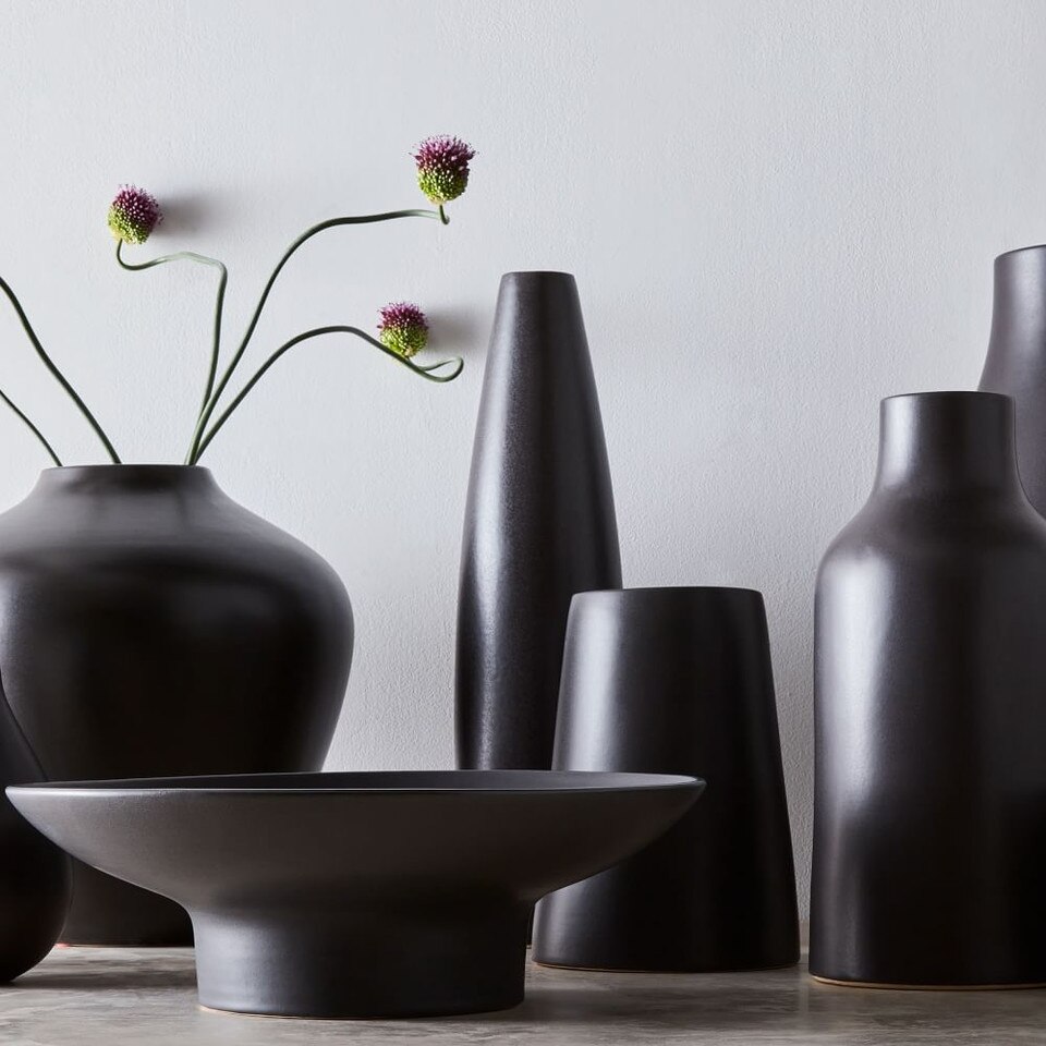 Pure Black Ceramic Vases