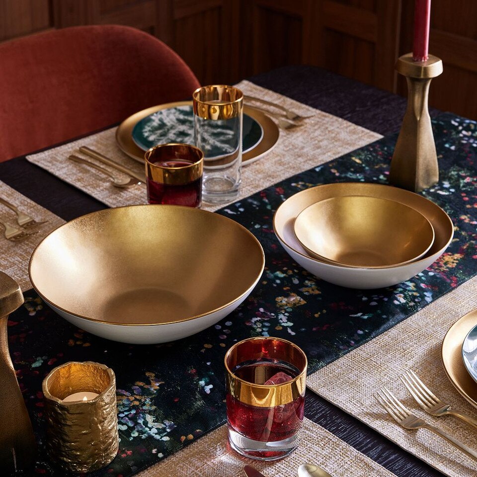 Pure Metallic Stoneware Serve Bowls (Set of 3)