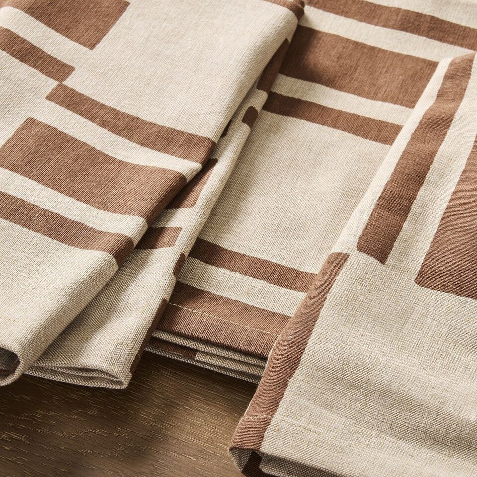 Quincy Block Print Stripe Napkin Sets