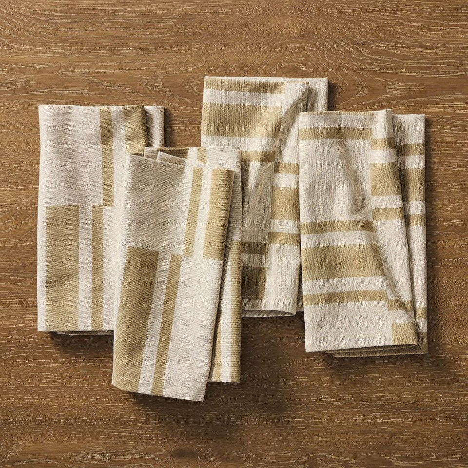Quincy Block Print Stripe Napkin Sets