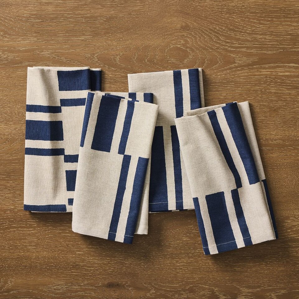 Quincy Block Print Stripe Napkin Sets