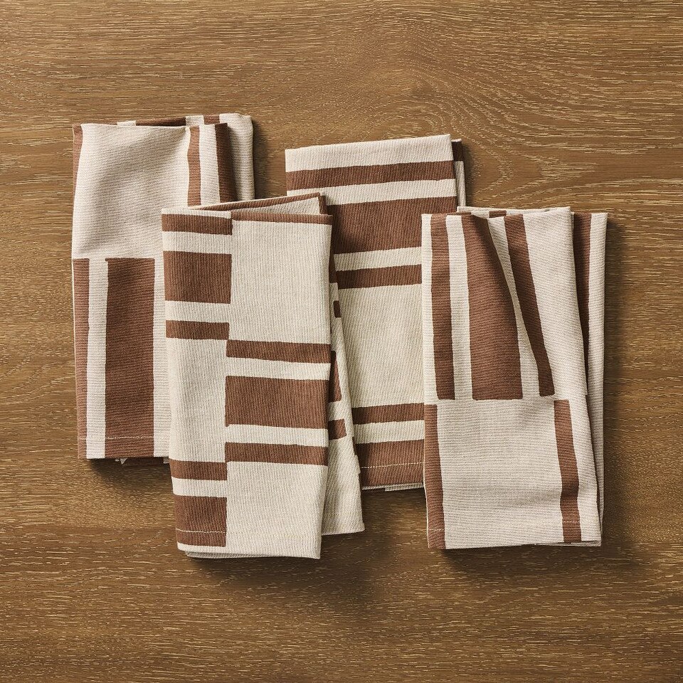 Quincy Block Print Stripe Napkin Sets