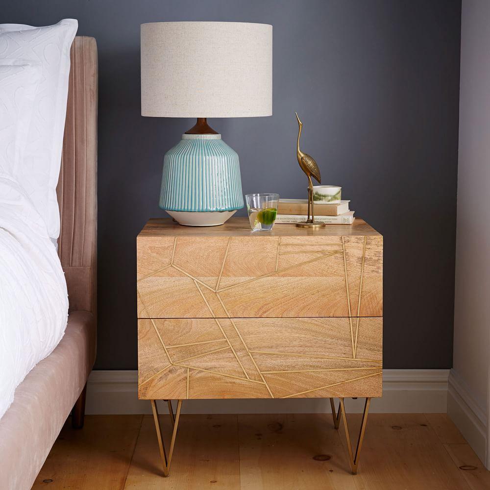 light wood bedside table