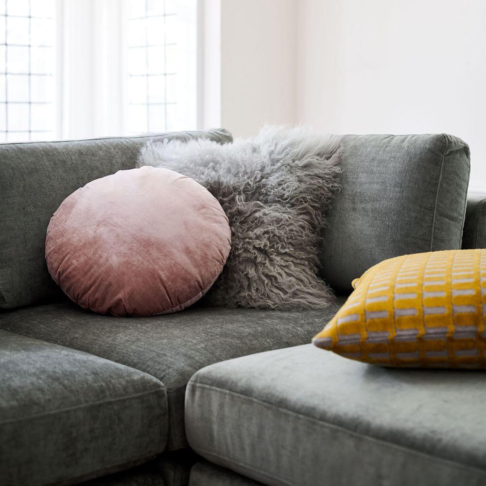 west elm round velvet pillows