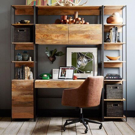 Industrial Modular 124 Cm Desk West Elm United Kingdom Industrial Modular 124 Cm Desk West, Desktop Shelving Uk