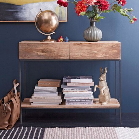 Industrial Storage Console West Elm United Kingdom Industrial Storage Console West Elm, Industrial Console Table West Elm