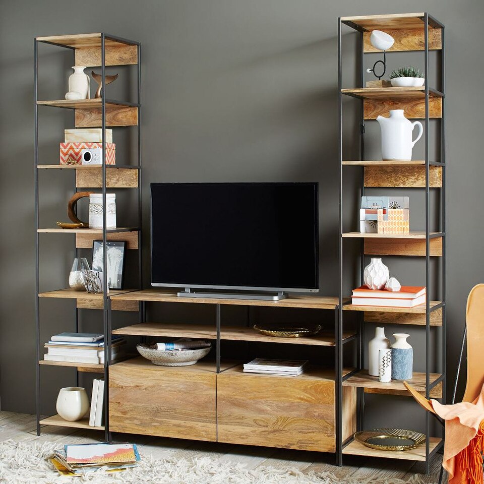 Industrial Modular Large Media Set w/ Bookshelves (257 cm)