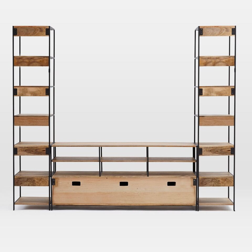 Industrial Modular Large Media Set w/ Bookshelves (257 cm)