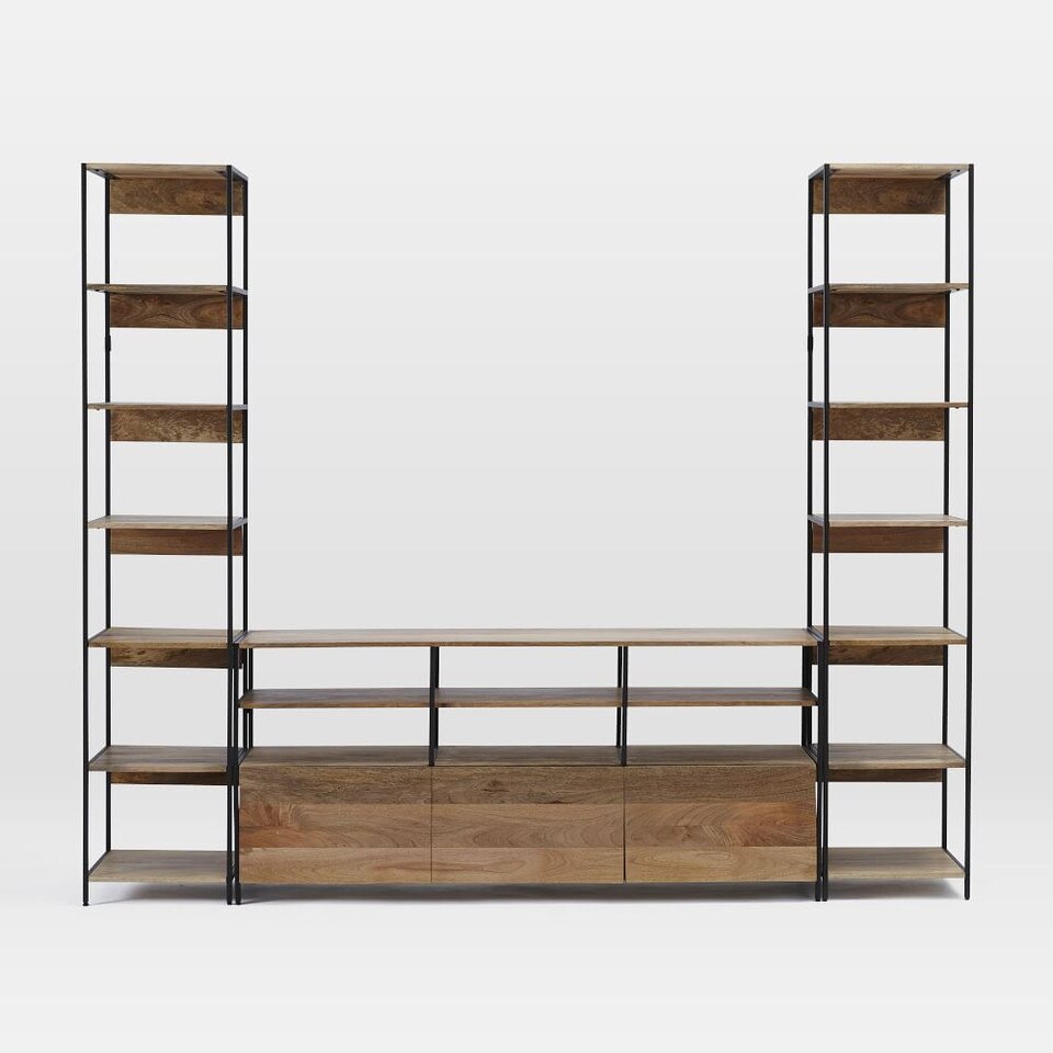 Industrial Modular Large Media Set w/ Bookshelves (257 cm)