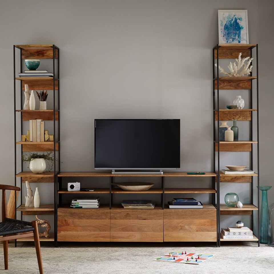 Industrial Modular Large Media Set w/ Bookshelves (257 cm)