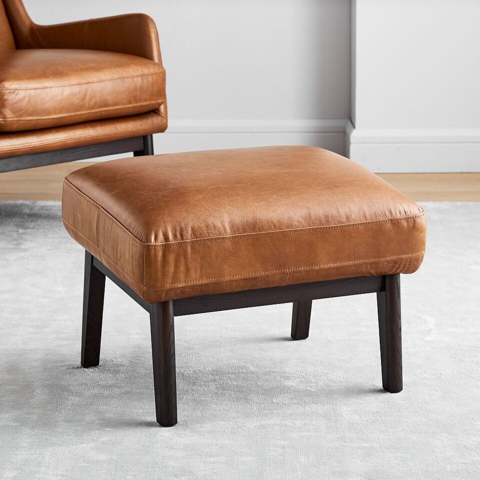 Ryder Leather Footstool Ottoman