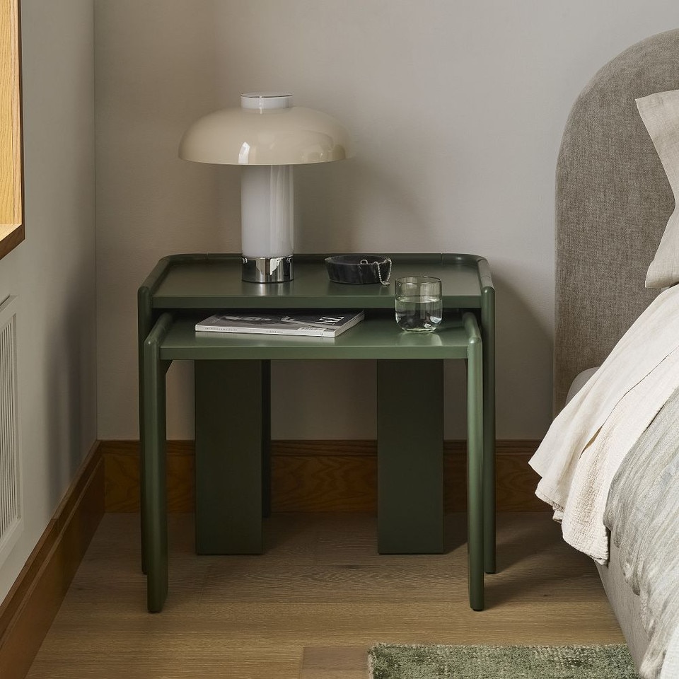 Rylee Nesting Bedside Table - Dark Olive (58 cm - 66 cm)