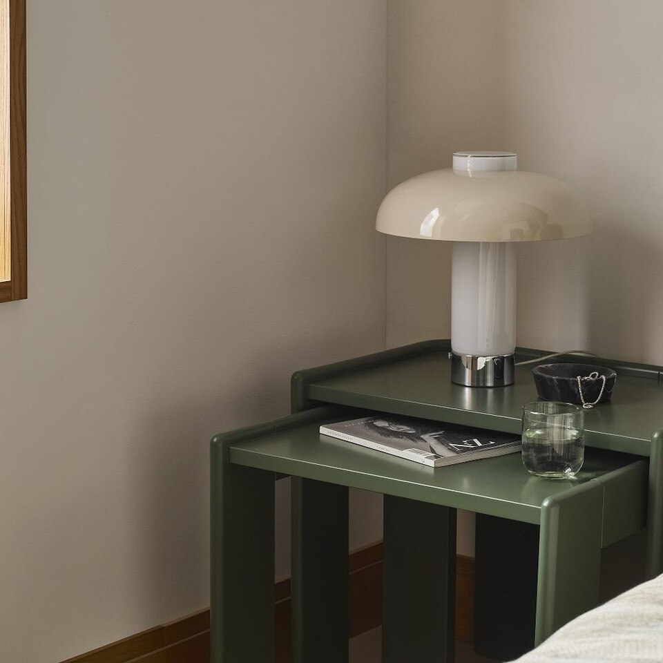 Rylee Nesting Bedside Table - Dark Olive (58 cm - 66 cm)