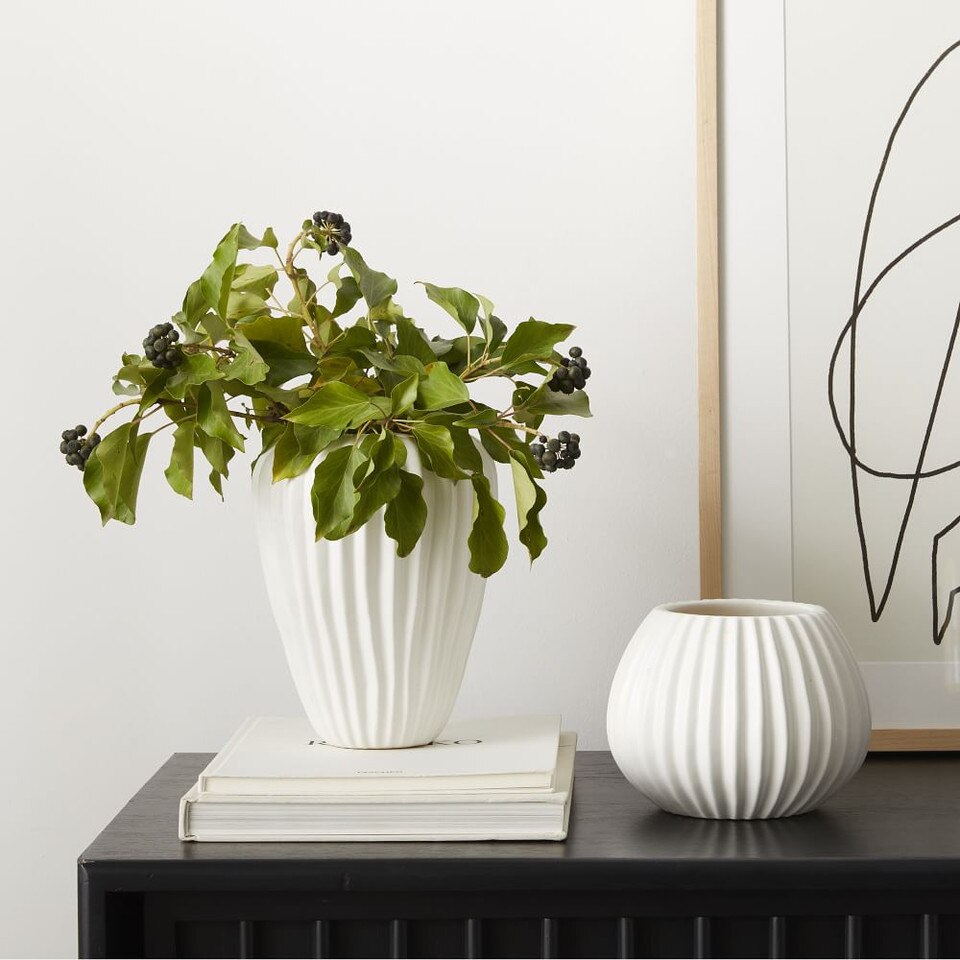 Sanibel Textured Ceramic Vases - White