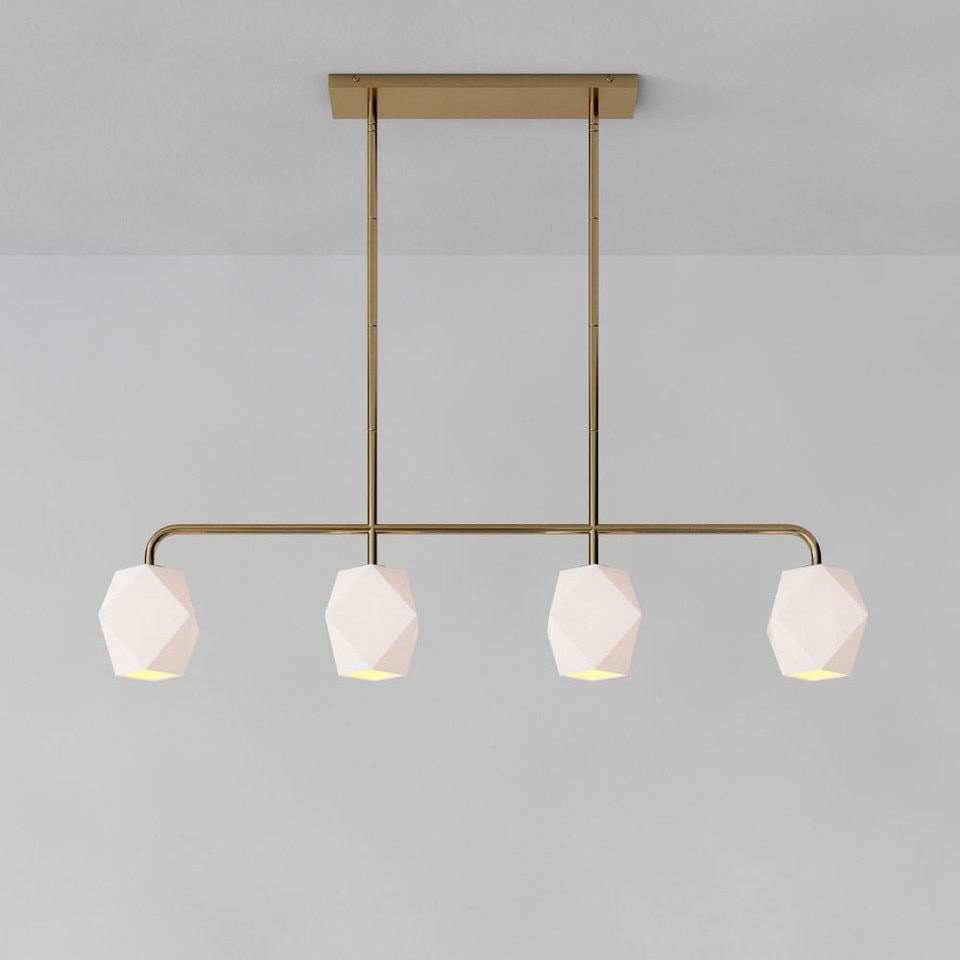Sculptural 4-Light Faceted Pendant - Milk