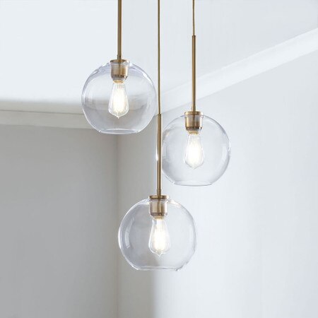Sculptural Glass 3 Light Globe Chandelier Clear West Elm United Kingdom Sculptural Glass 3 Light Globe, Small Glass Shades For Chandelier