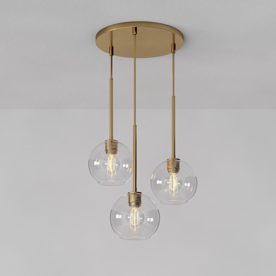 Sculptural Glass 3-Light Globe Chandelier (38 cm - 53 cm)