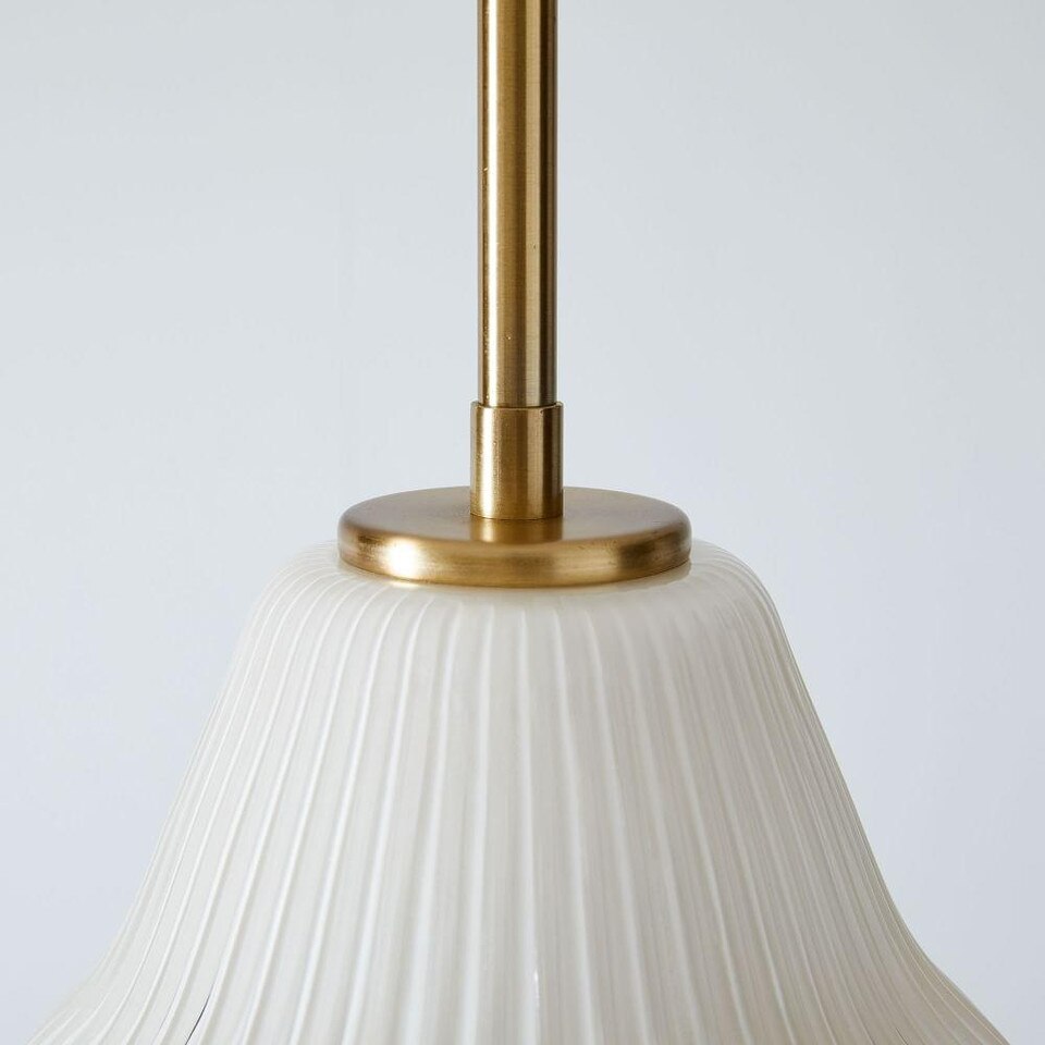 Sculptural Glass Ribbed Pendant - Champagne