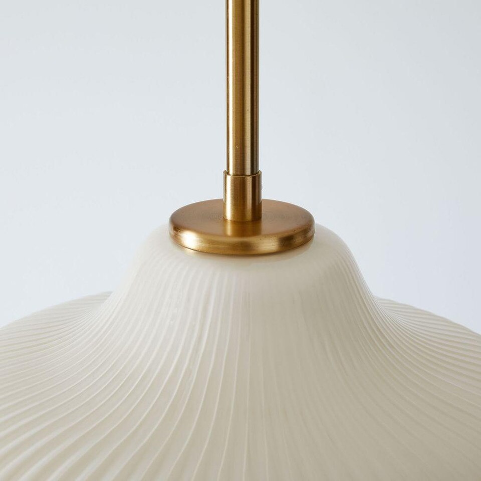 Sculptural Glass Ribbed Pendant - Champagne