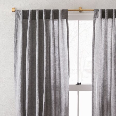 Belgian Flax Linen Melange Curtain Slate West Elm United Kingdom Belgian Flax Linen Melange Curtain, Charcoal Linen Curtains Uk