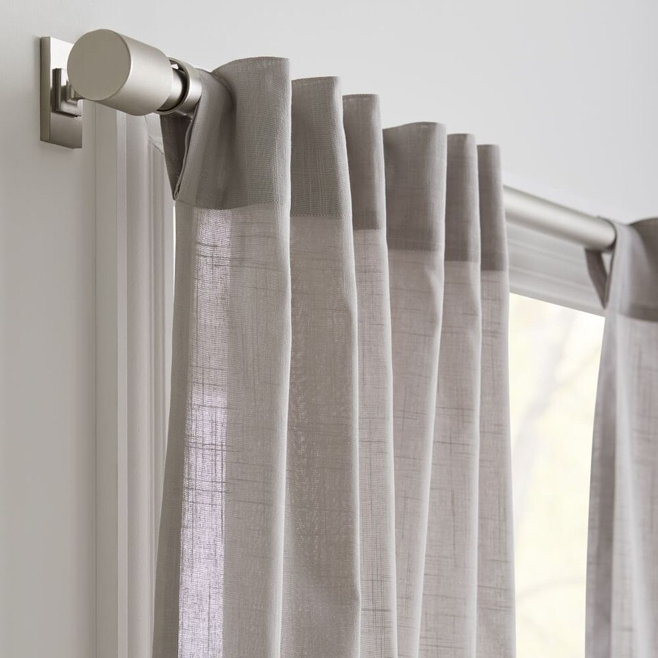 Sheer Crosshatch Curtain (Set of 2) - Stone Grey