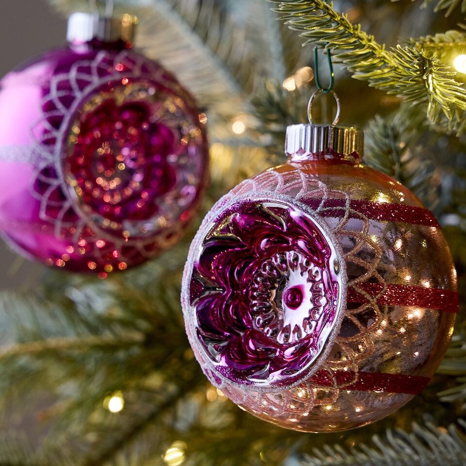 Shiny-Brite™ Pink Glass Ball Baubles (Set of 6)