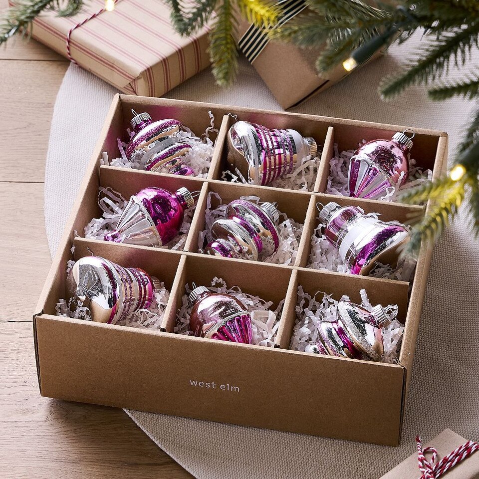 Shiny-Brite™ Pink Glass Shaped Baubles (Set of 9)