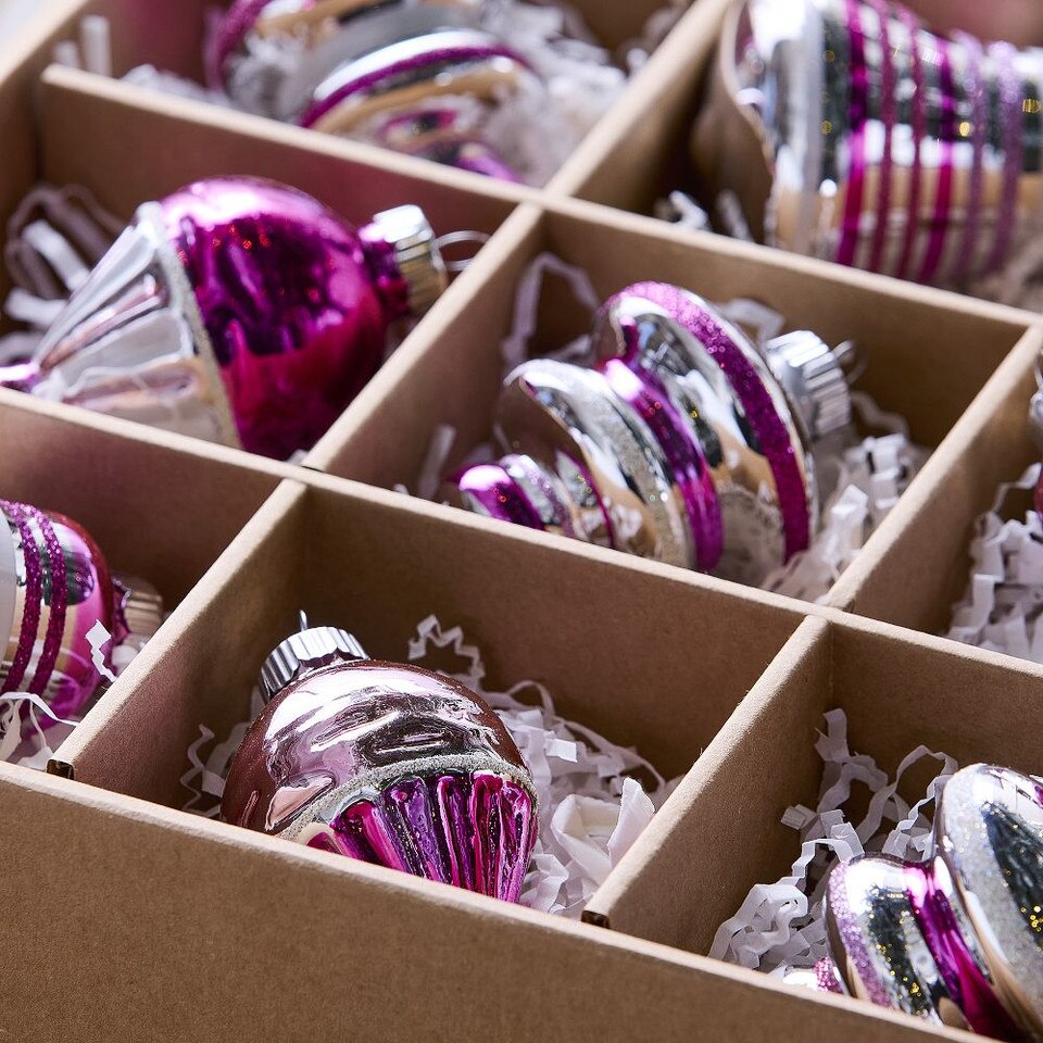 Shiny-Brite™ Pink Glass Shaped Baubles (Set of 9)