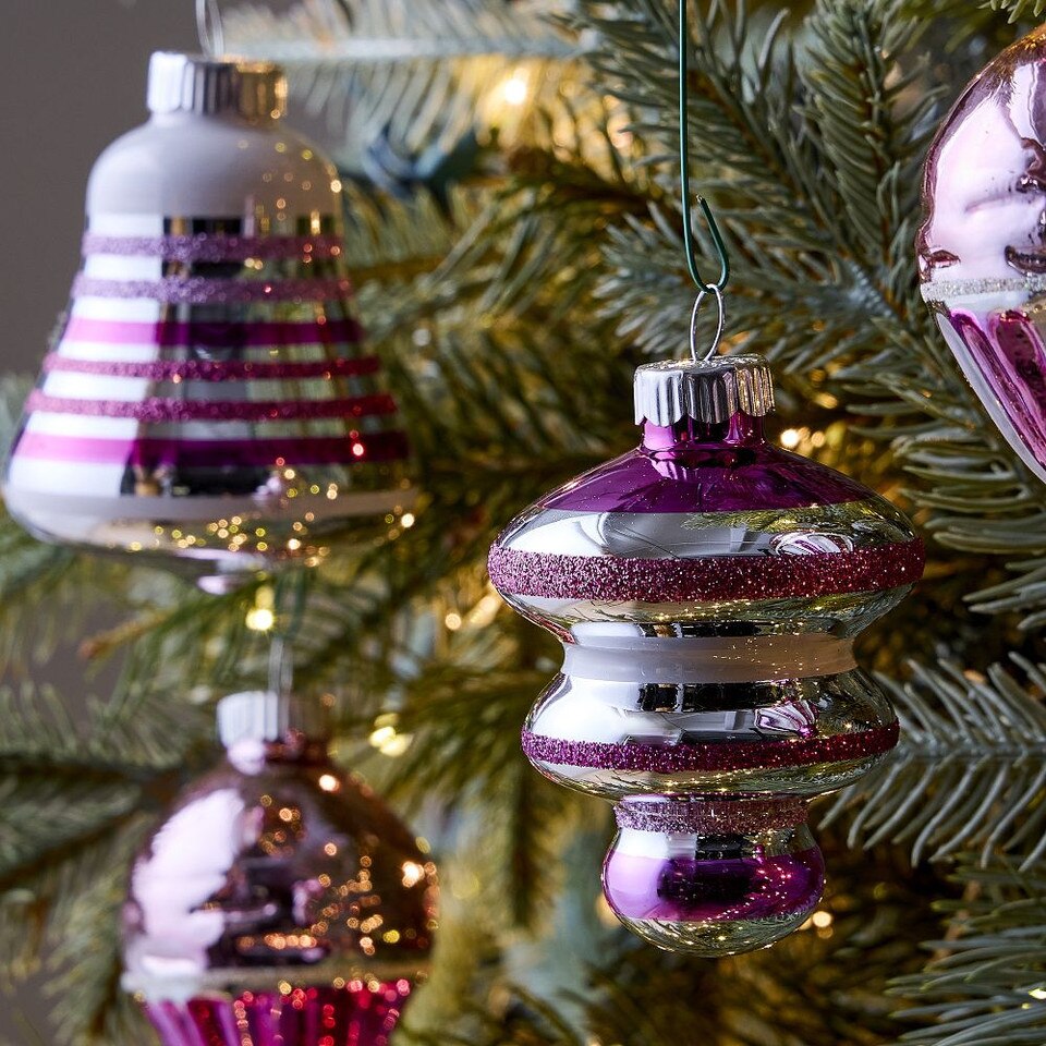 Shiny-Brite™ Pink Glass Shaped Baubles (Set of 9)
