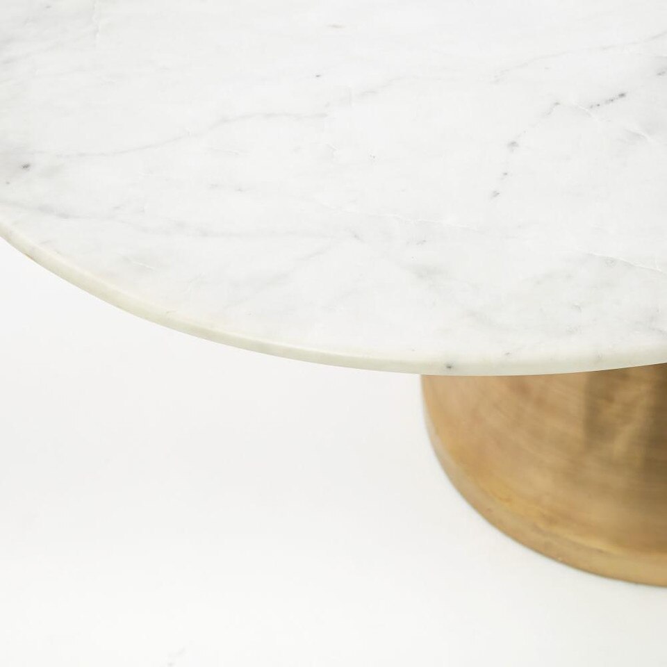 Silhouette Pedestal Dining Table - Oval (White Marble)
