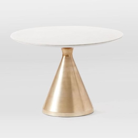 Silhouette Pedestal Round Dining Table White Marble Antique Brass West Elm United Kingdom Silhouette Pedestal Round Dining Table, Round Marble Dining Table India