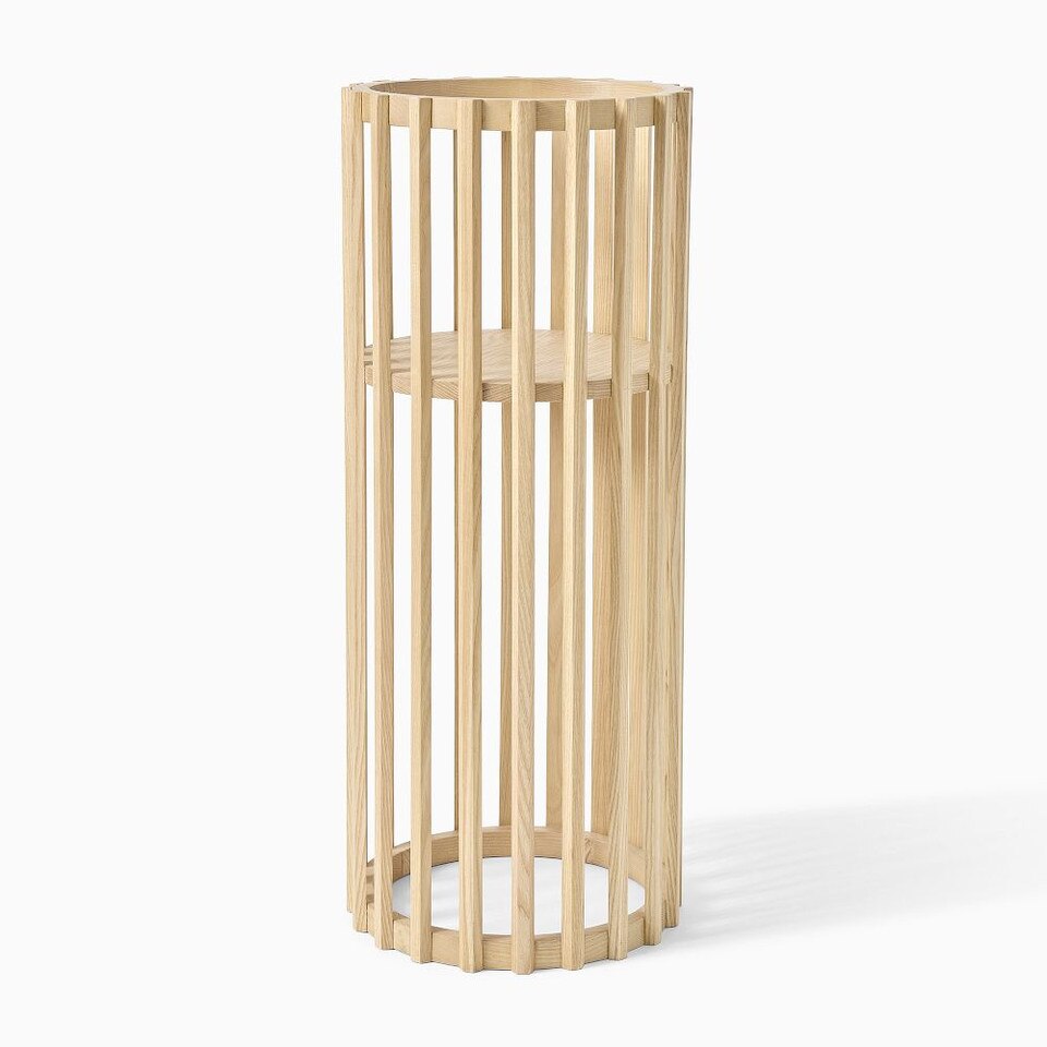 Slatted Wood Pedestal Plant Stands