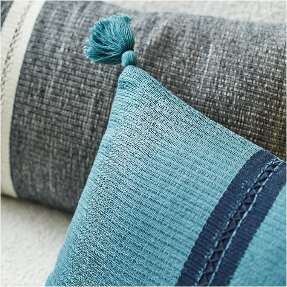 Silk Mono Stripe Lumbar Cushion Cover