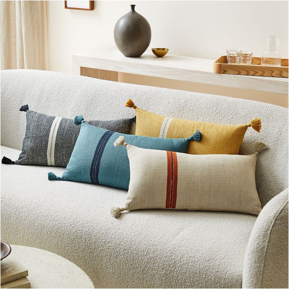 Silk Mono Stripe Lumbar Cushion Cover