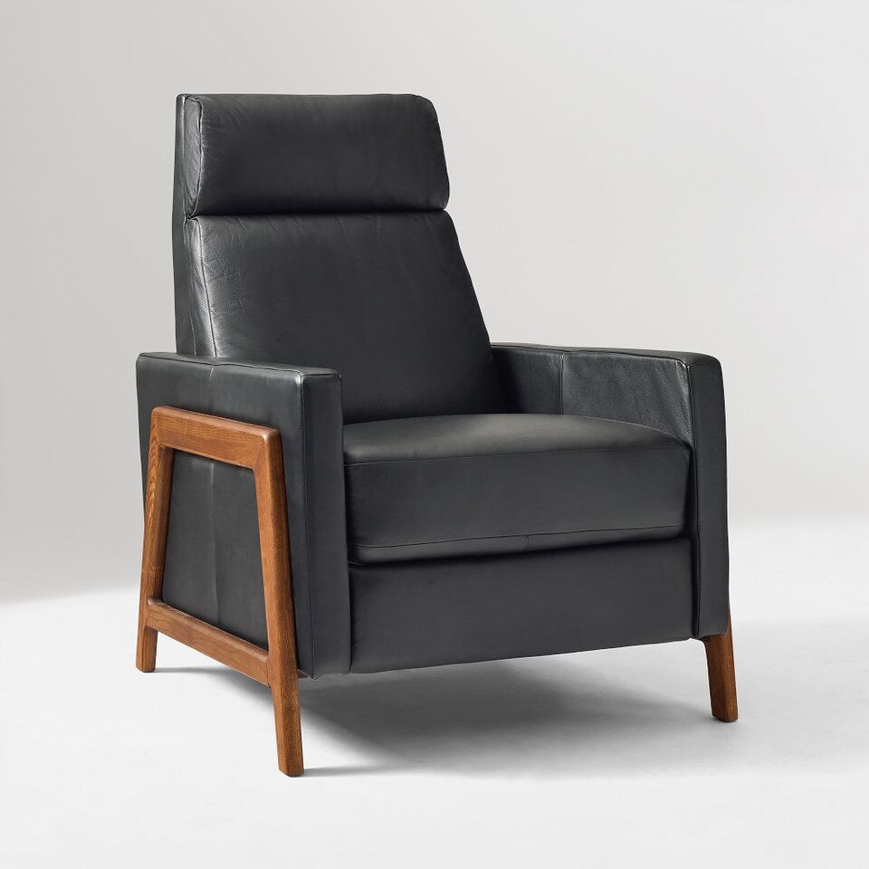 Spencer Wood-Framed Leather Recliner