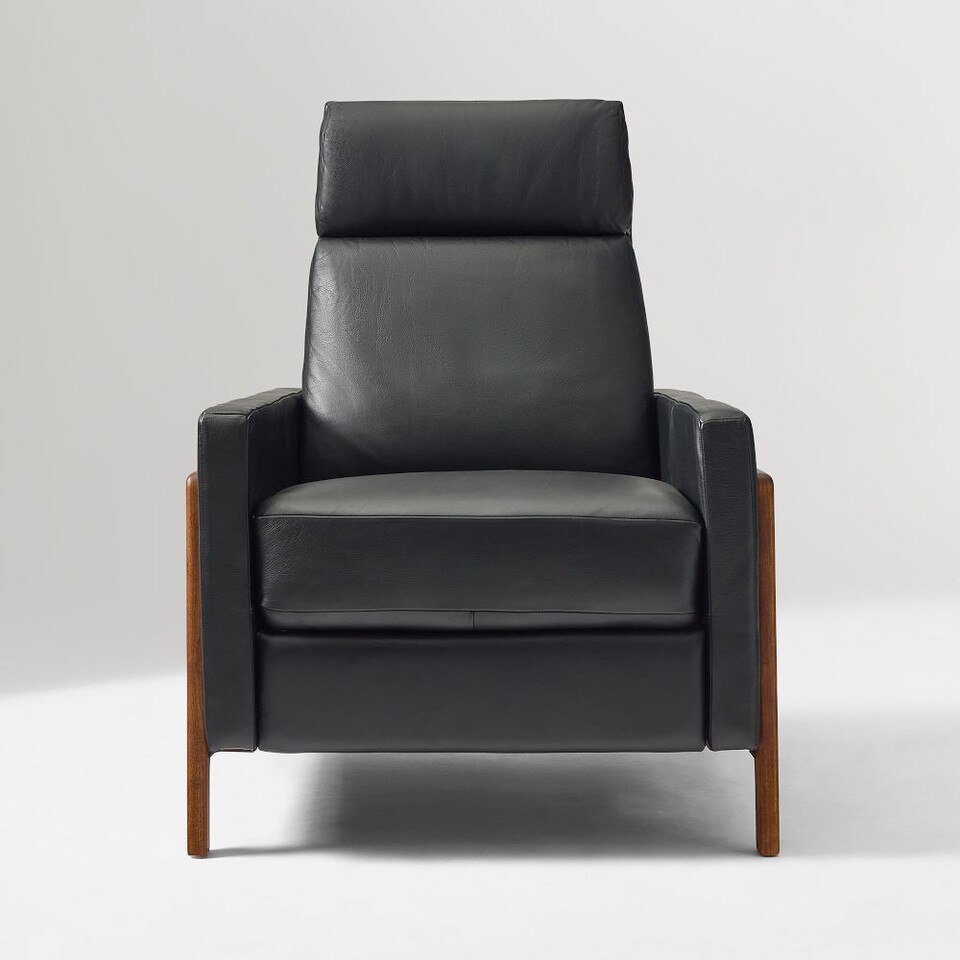 Spencer Wood-Framed Leather Recliner