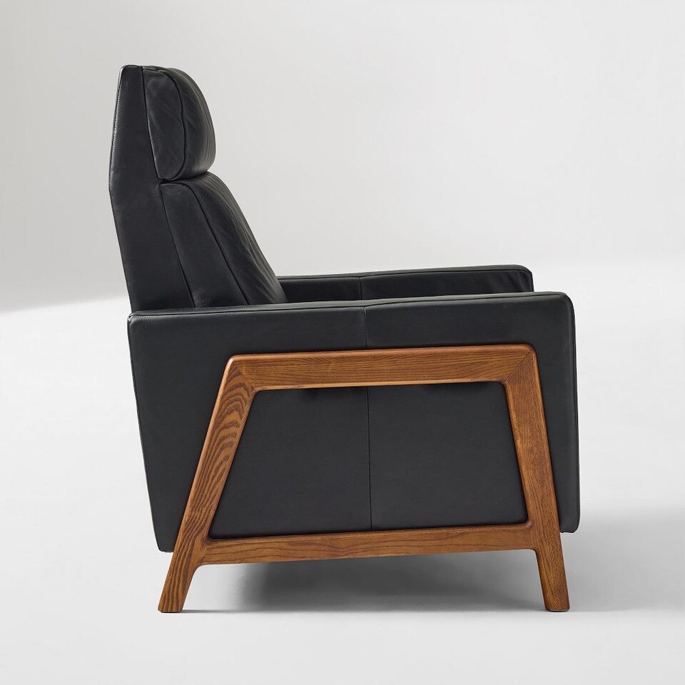 Spencer Wood-Framed Leather Recliner