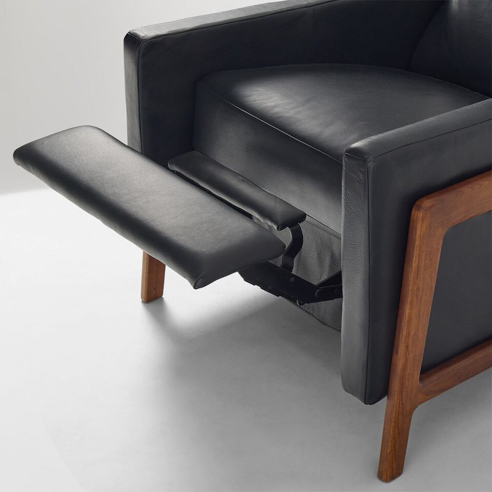 Spencer Wood-Framed Leather Recliner