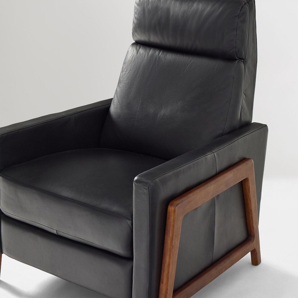 Spencer Wood-Framed Leather Recliner